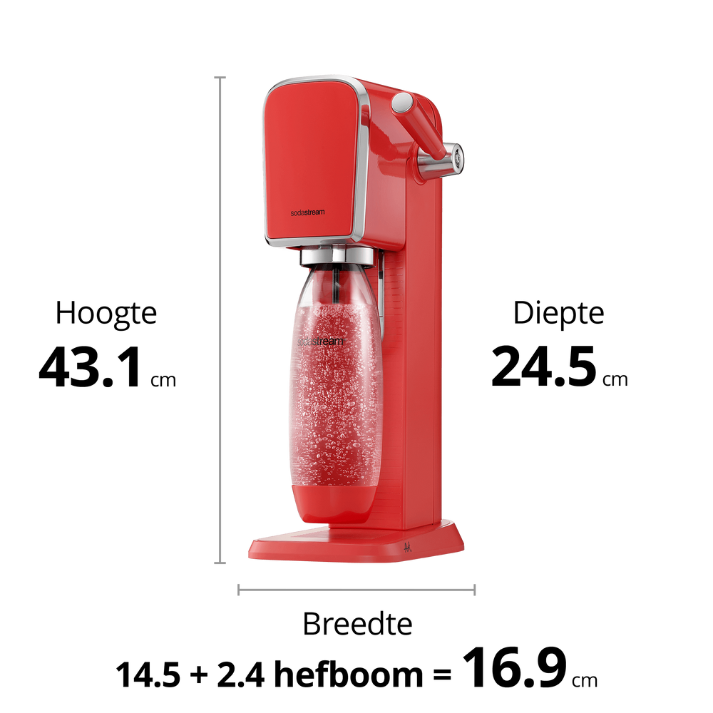 sodastream bruiswater machine rood dimensies