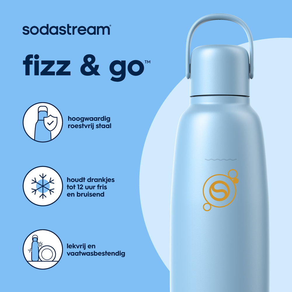 0.9L Sodastream fizz & go™ stainless steel carbonating bottle ice