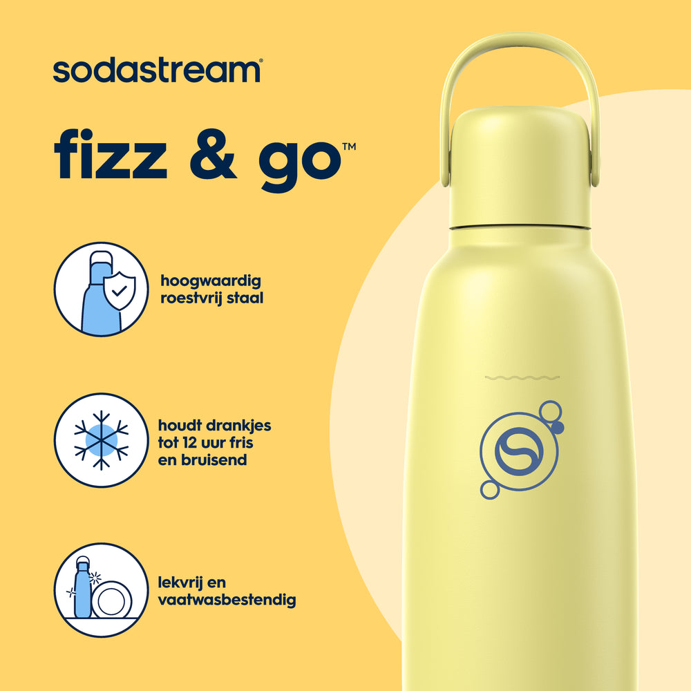 0.9L Sodastream fizz & go™ stainless steel carbonating bottle lemon
