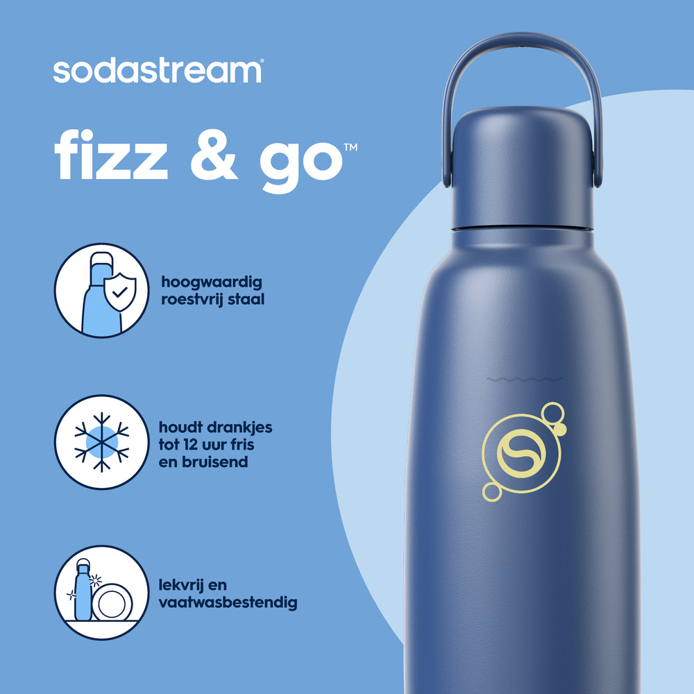 Fizz&go™ rvs fles - Blauw