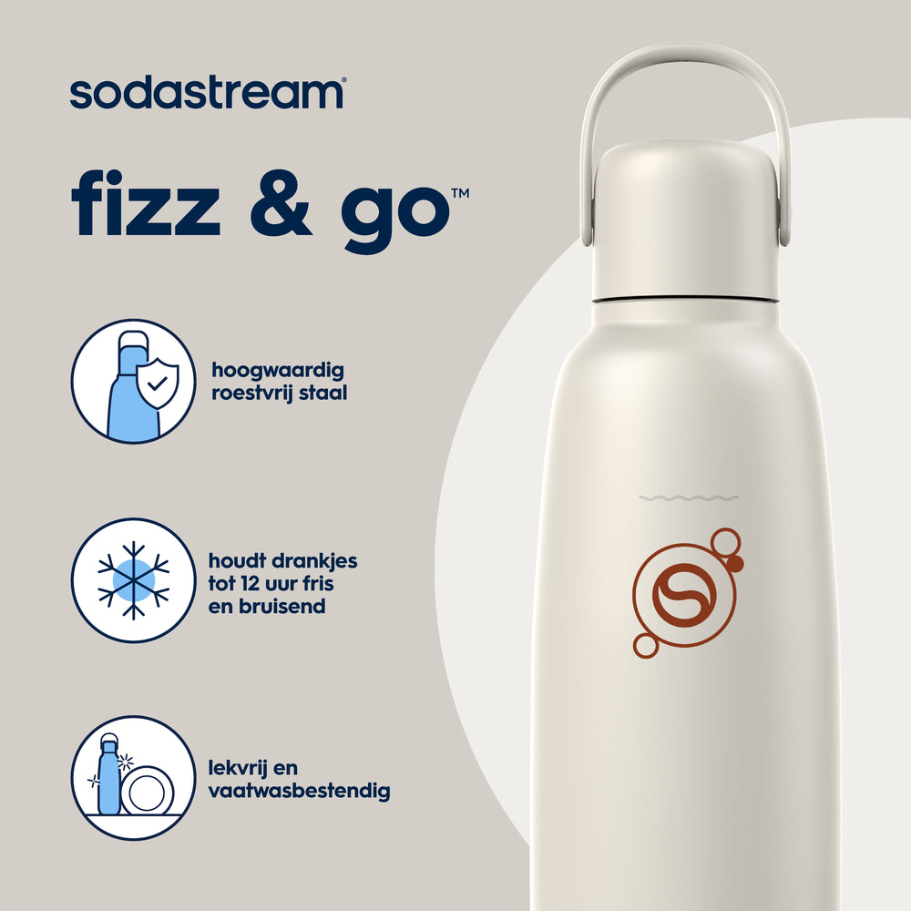 Fizz&go™ rvs fles - Beige
